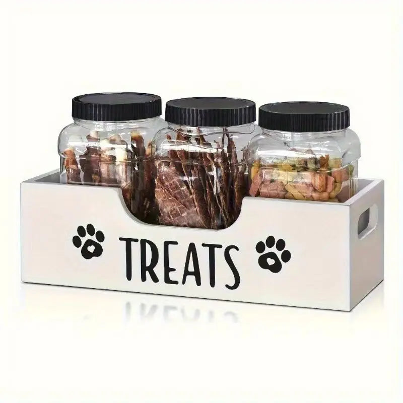 Pet Snack Dry Food Container Storage Box, Real Wood Handheld Feeding Food Holder Stand, Dog Cat Treats Organizer, Pine Material, Made in China