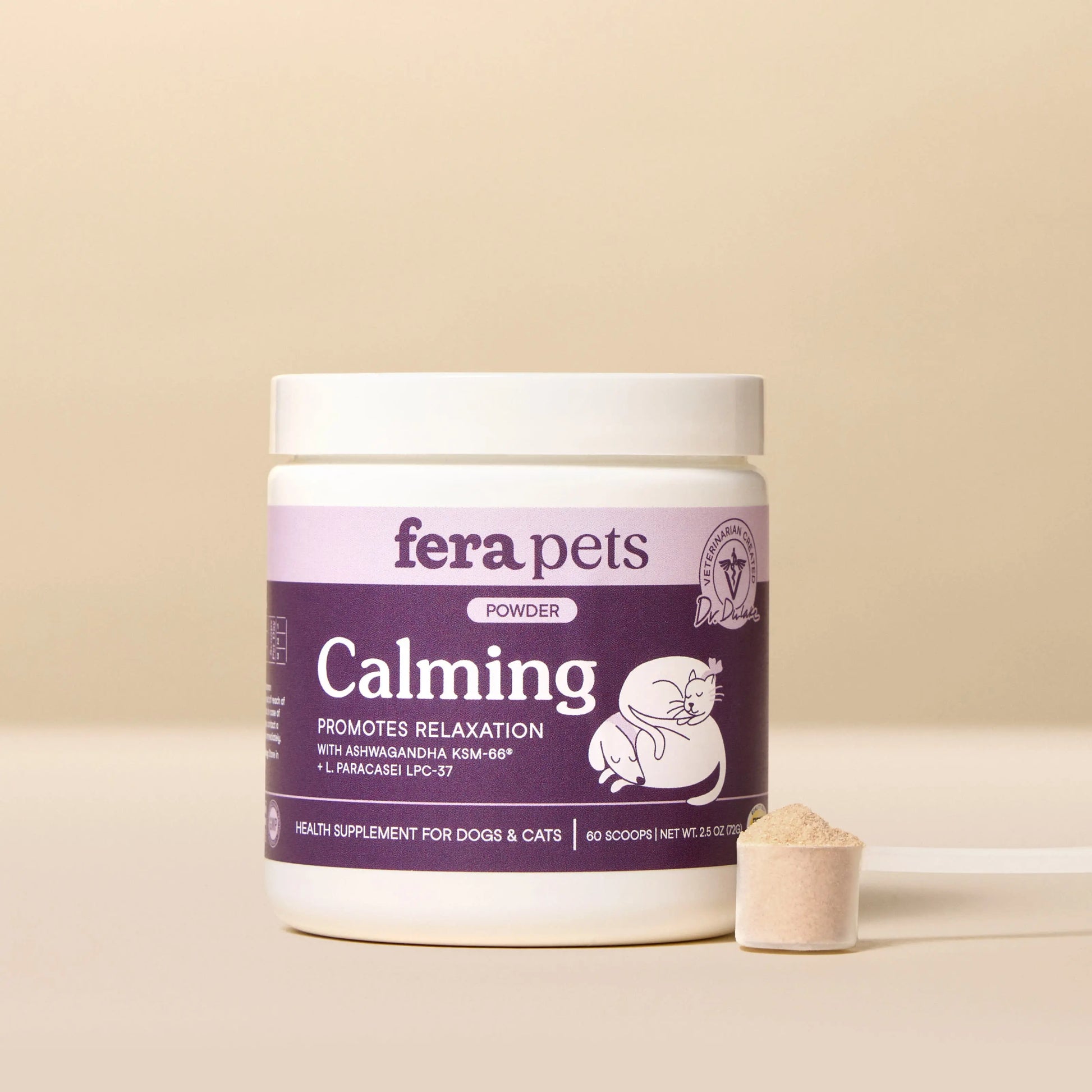Fera Pets Calming Support for Dogs & Cats – Vet‑Formulated Supplement with L‑Theanine, GABA, Ashwagandha & Probiotics