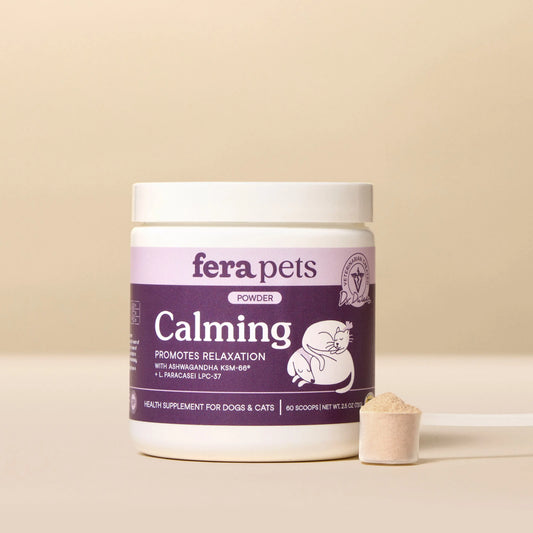 Fera Pets Calming Support for Dogs & Cats – Vet‑Formulated Supplement with L‑Theanine, GABA, Ashwagandha & Probiotics