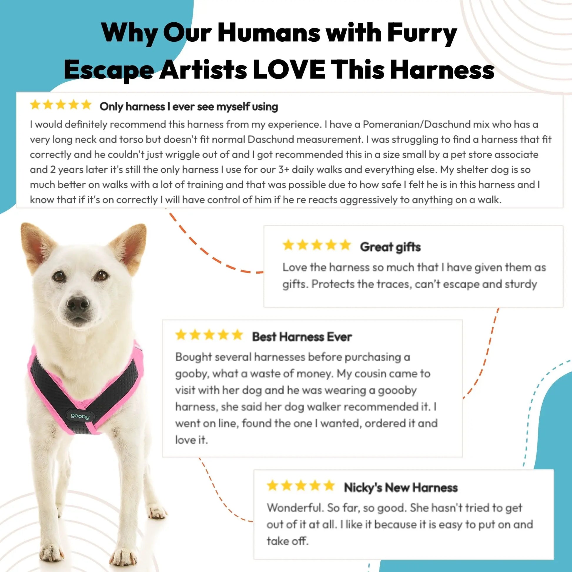 Gooby: Easy Fit X Dog Harness | Best No Escape & Choke-Free Step-In Dog Harness for Tiny Toy Breeds (XS), Small & Medium Dogs. Reflective | Lightweight | Moisture Wicking | Easy to Put on | Step in Design | Machine Washable
