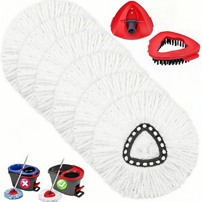 Spin Mop Head Replacement & Shower Floor Scrubber for O Cedar 1-Tank System Microfiber Mop Heads Easy Cleaning Floor Head Mop Set with 4 Refills 30-58In Handle for Wood Tile Laminate Marble Reusable Mop Pads Lightweight Flat Mop, Pack, Mop Head Refill