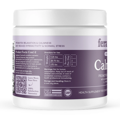 Fera Pets Calming Support for Dogs & Cats – Vet‑Formulated Supplement with L‑Theanine, GABA, Ashwagandha & Probiotics