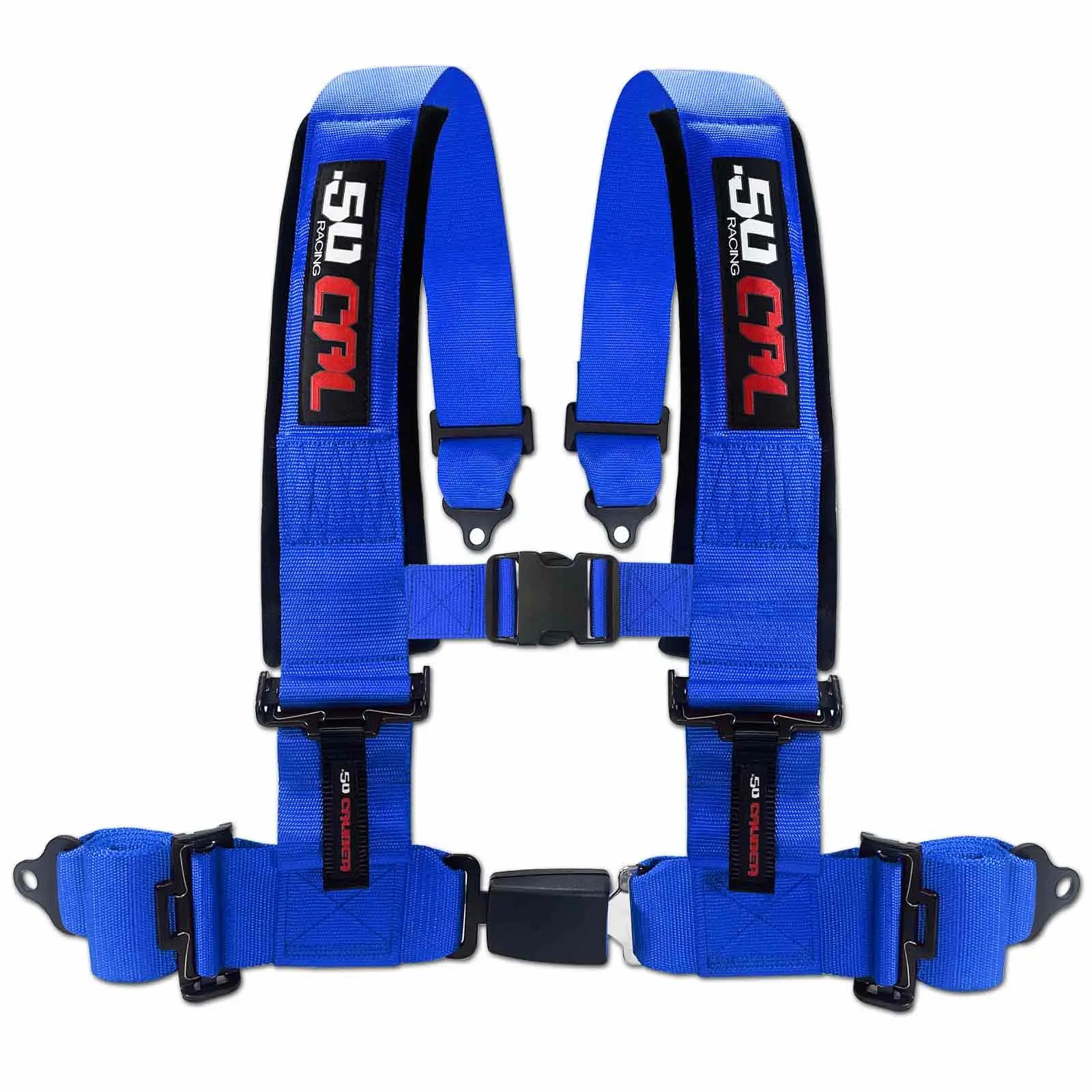50 Caliber Racing 2" & 3" 4 Point Harness with Push Button Release Ultra Kush Padding for Comfort Adjustable for All Sizes