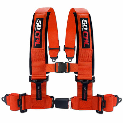 50 Caliber Racing 2" & 3" 4 Point Harness with Push Button Release Ultra Kush Padding for Comfort Adjustable for All Sizes
