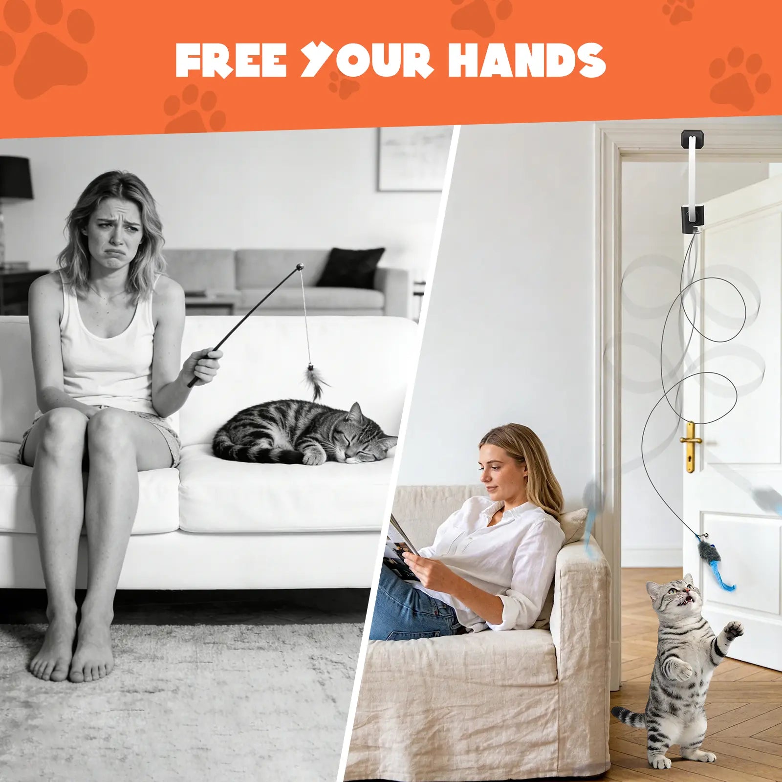 Minmin'S House Rechargeable Electric Cat Teaser with Remote – Interactive Door Clip Teaser for Cats, 2 Motion Modes (360° Spin & Irregular Jumping), Smart Auto Cat Toy for Exercise & Fun Tiktokshopspringglowup Summervibes