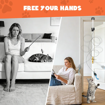 Minmin'S House Rechargeable Electric Cat Teaser with Remote – Interactive Door Clip Teaser for Cats, 2 Motion Modes (360° Spin & Irregular Jumping), Smart Auto Cat Toy for Exercise & Fun Tiktokshopspringglowup Summervibes