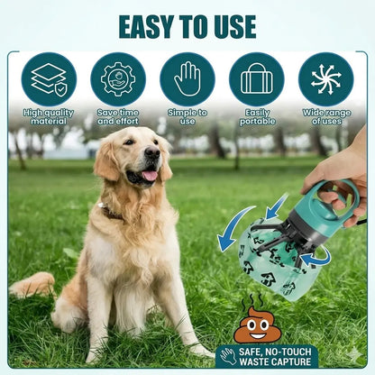 Portable Touchless Dog Poop Scooper, Six Claw Waste Grabber, Includes 1 Roll Trash Bags, Suitable for Small and Medium Dogs, Outdoor