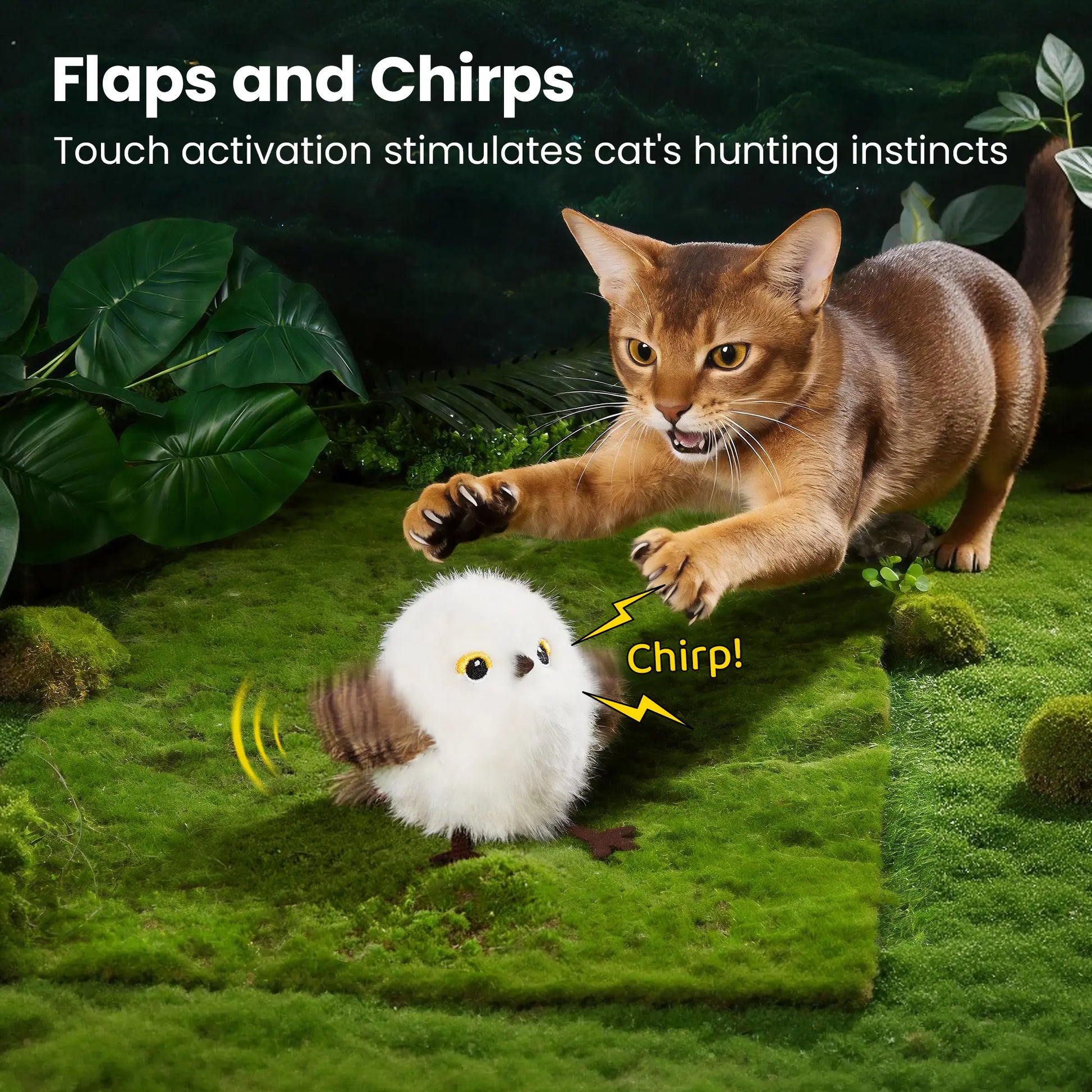 Potaroma Flapping Bird Cat Toy – Lifelike Chirping & Tweeting Interactive Catnip Toy, Rechargeable & Touch Activated, Perfect Exercise Toy for Kittens and Cats of All Breeds (5.1" – Cuckoo) #Summervibes #Petlovers