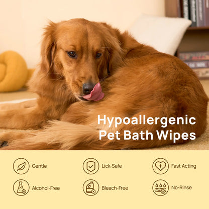 HICC PET Grooming Wipes - 20Pcs Disposable Dog & Cat Hair Removal Tool, Hypoallergenic No-Rinse, Deodorizing, Natural Oils Formulated, Sticky Hair Control, Outdoor Use Skin Care,Summervibes