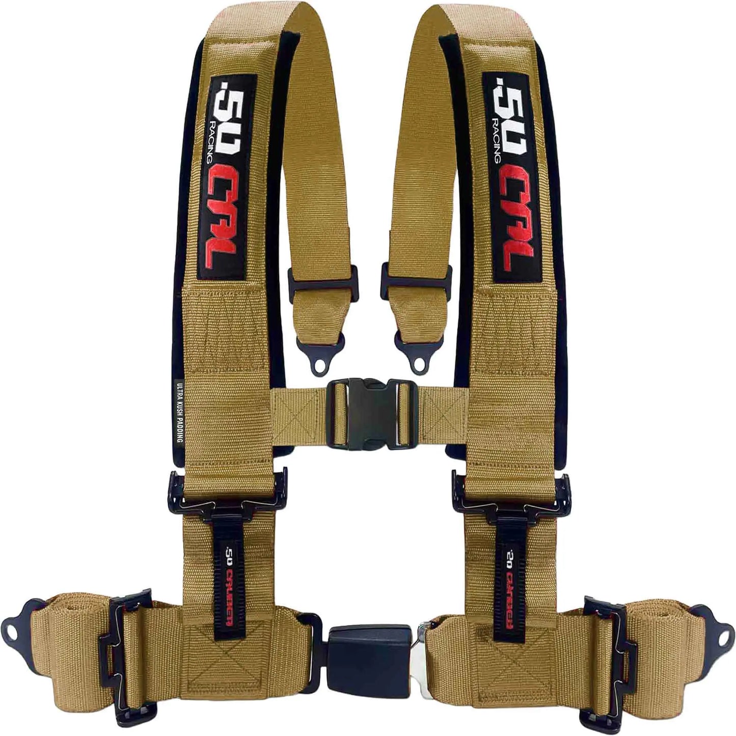 50 Caliber Racing 2" & 3" 4 Point Harness with Push Button Release Ultra Kush Padding for Comfort Adjustable for All Sizes