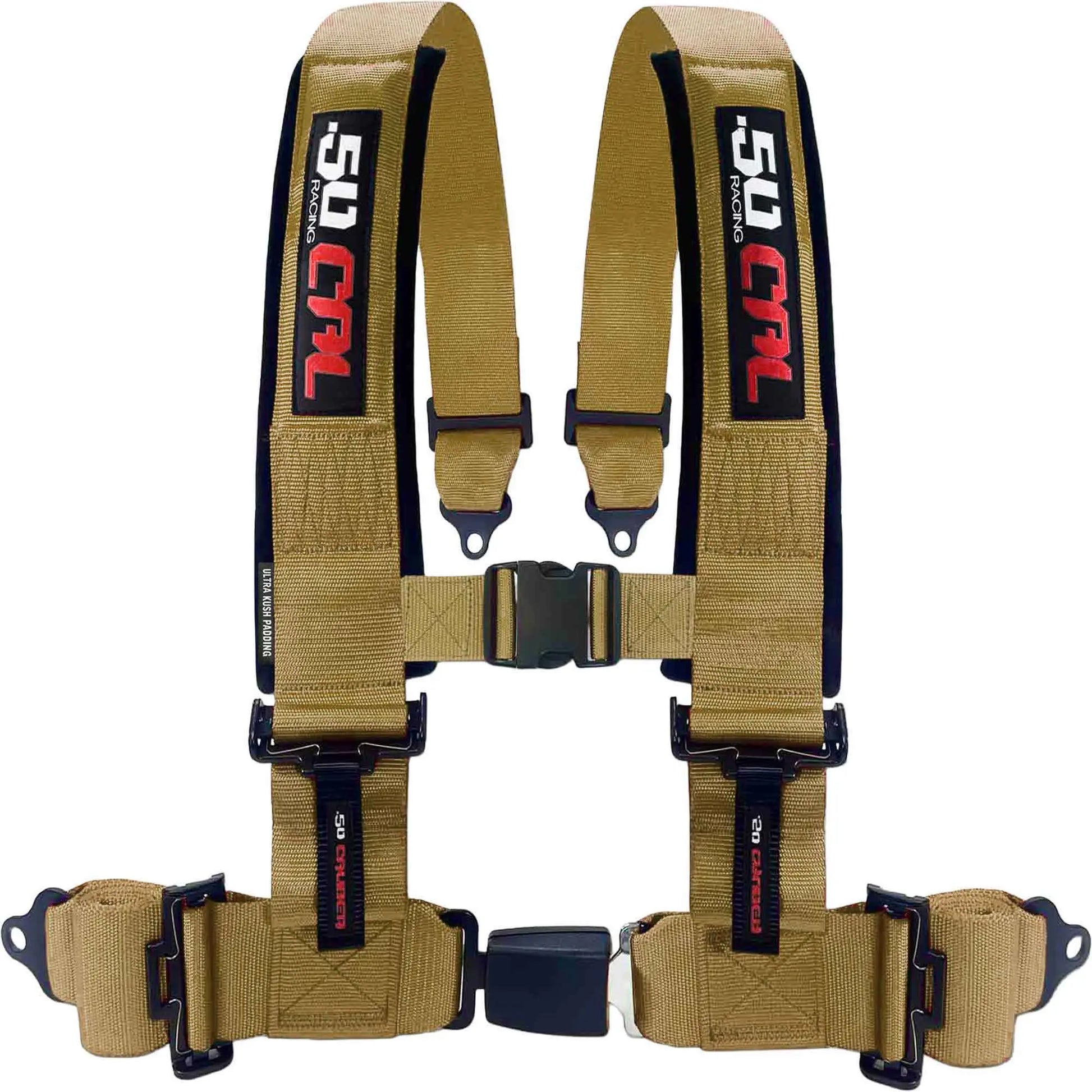 50 Caliber Racing 2" & 3" 4 Point Harness with Push Button Release Ultra Kush Padding for Comfort Adjustable for All Sizes