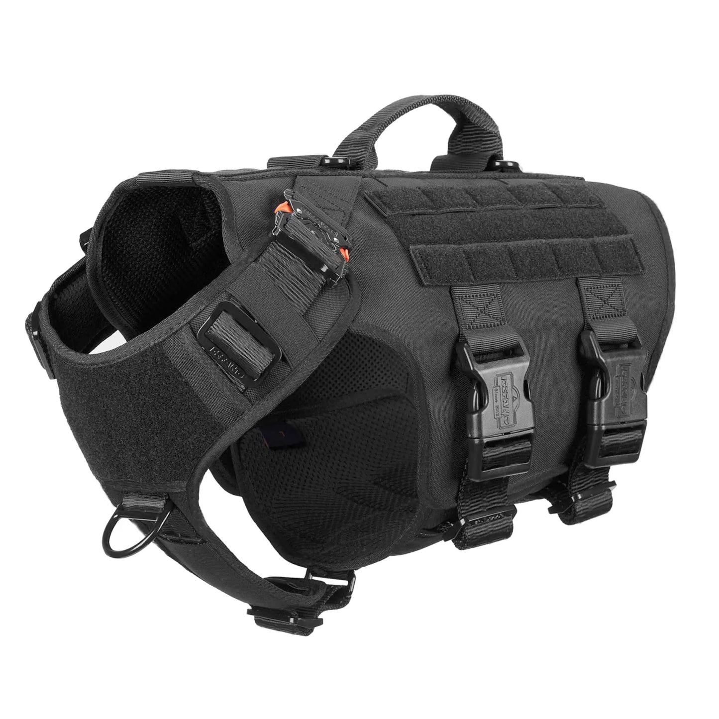 ICEFANG GN3 Tactical Dog Harness with 6X Buckle,Dog Molle Vest with Handle,3/4 Body Coverage,Hook and Loop Panel for ID Patch,No Pulling Front Clip