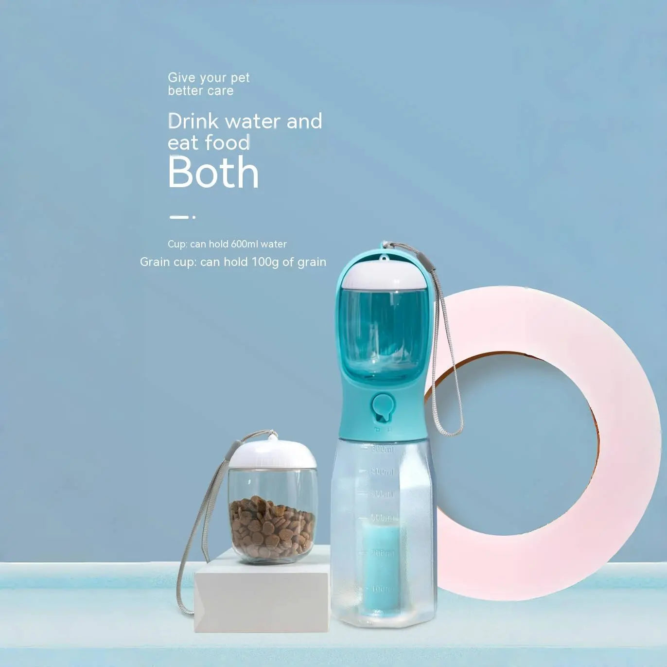 Multi-Functional Pet Water Bottle with Food Container, Portable Dog Drinking Fountain for Outdoor Walking Hiking Travel Puppy Supplies, Puppy Feeding Bottle