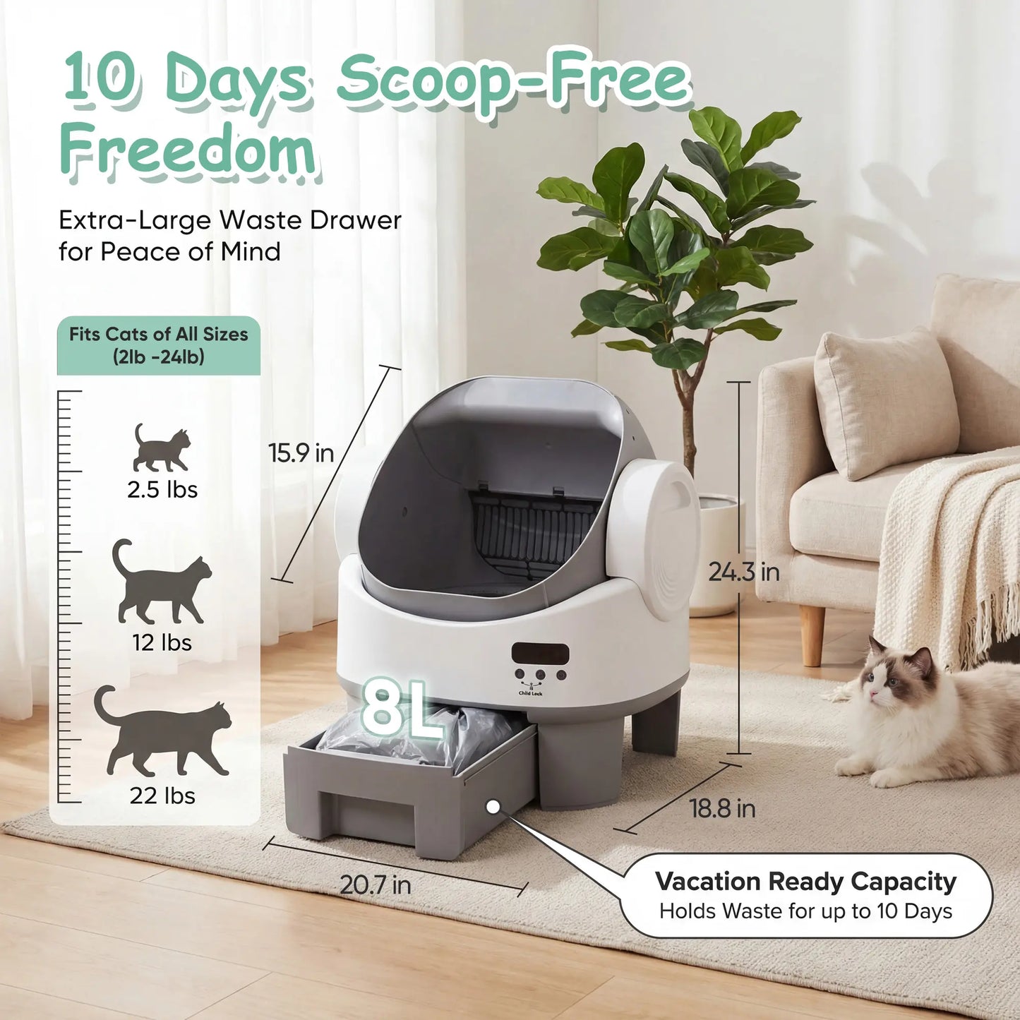 Warcat Next-Gen Automatic Open-Top Cat Litter Box Simplified Self-Cleaning Litter Box with Reliable Safety Sensors App-Free Design for Easy Use #Summervibes #Petlovers