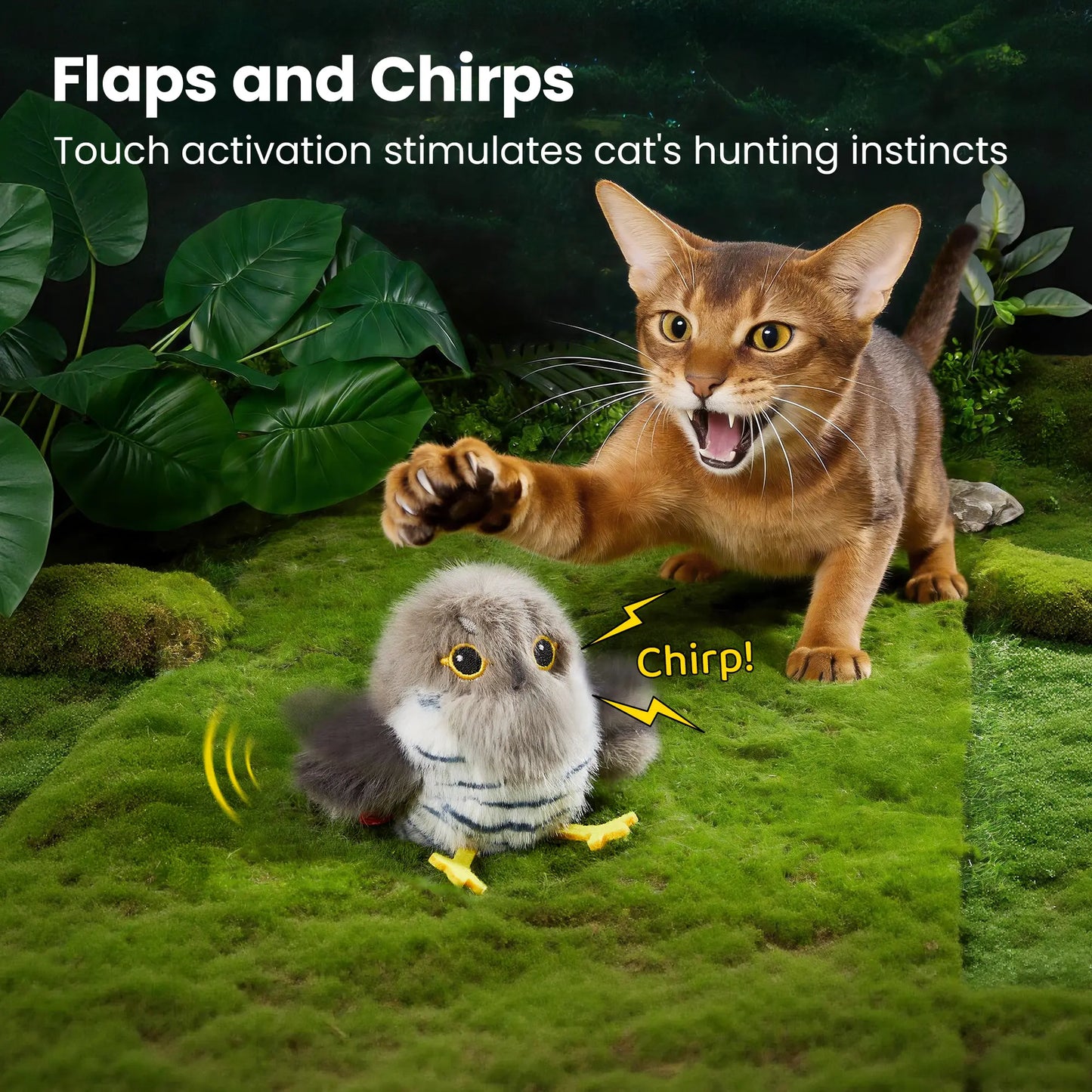 Potaroma Flapping Bird Cat Toy – Lifelike Chirping & Tweeting Interactive Catnip Toy, Rechargeable & Touch Activated, Perfect Exercise Toy for Kittens and Cats of All Breeds (5.1" – Cuckoo) #Summervibes #Petlovers