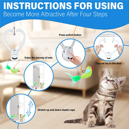 CATPICK Interactive Cat Toy for Indoor Cats - Best Kitten & Adult Cat Enrichment Stimulation Toy with Electric Flying Bird Feather Wand