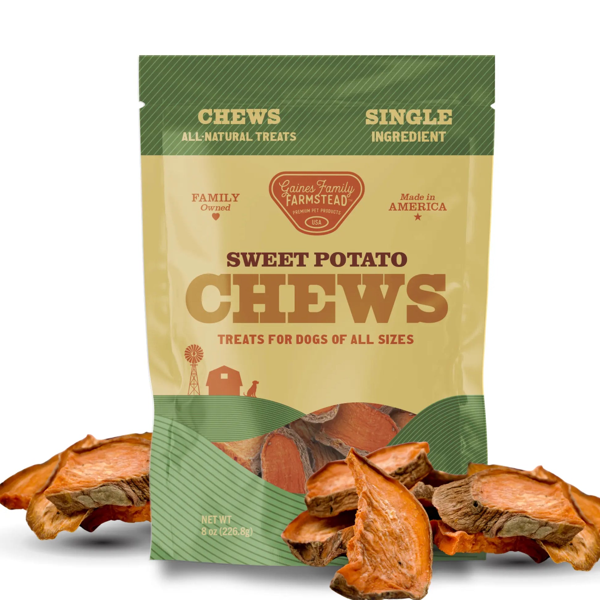 Gaines Family Farmstead Sweet Potato Chews for Dogs, Single Ingredient Dog Treats - No Additives or Preservatives
