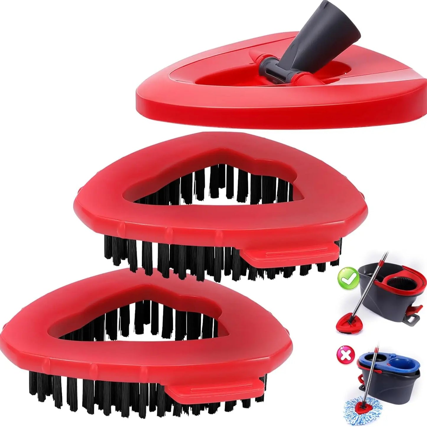 Spin Mop Head Replacement & Shower Floor Scrubber for O Cedar 1-Tank System Microfiber Mop Heads Easy Cleaning Floor Head Mop Set with 4 Refills 30-58In Handle for Wood Tile Laminate Marble Reusable Mop Pads Lightweight Flat Mop, Pack, Mop Head Refill