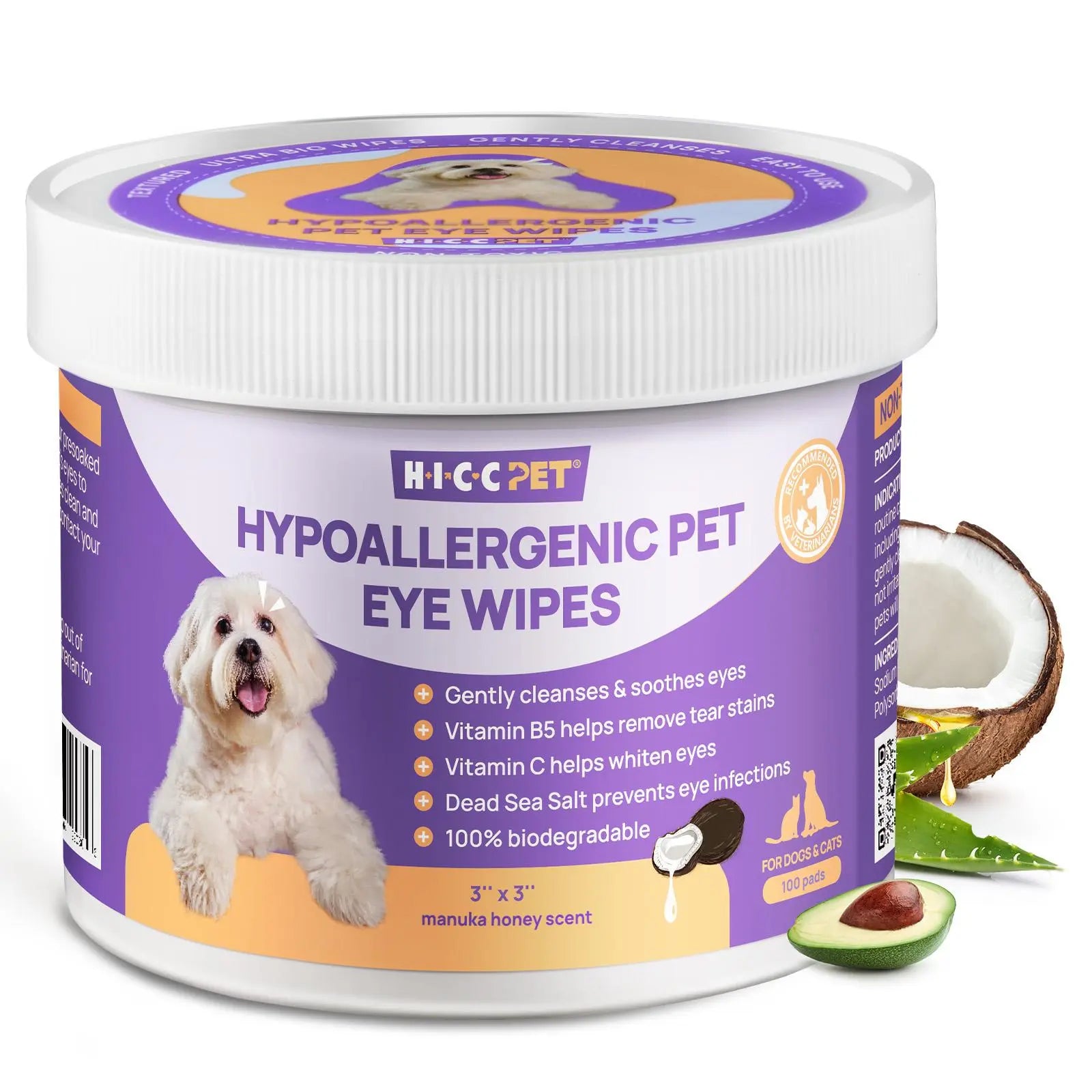 HICC PET Tear Stain Eye Balm Butter for Dogs - Coconut Oil Infused Grooming Product with Stain Lift, Cleaner, Removal, Hydrating Care to Cleanse, Soothe Surrounding Area for Brighter Look,#Summervibes #Petlover
