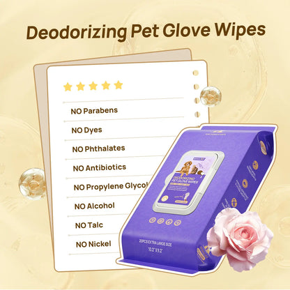 HICC PET Grooming Wipes - 20Pcs Disposable Dog & Cat Hair Removal Tool, Hypoallergenic No-Rinse, Deodorizing, Natural Oils Formulated, Sticky Hair Control, Outdoor Use Skin Care,Summervibes