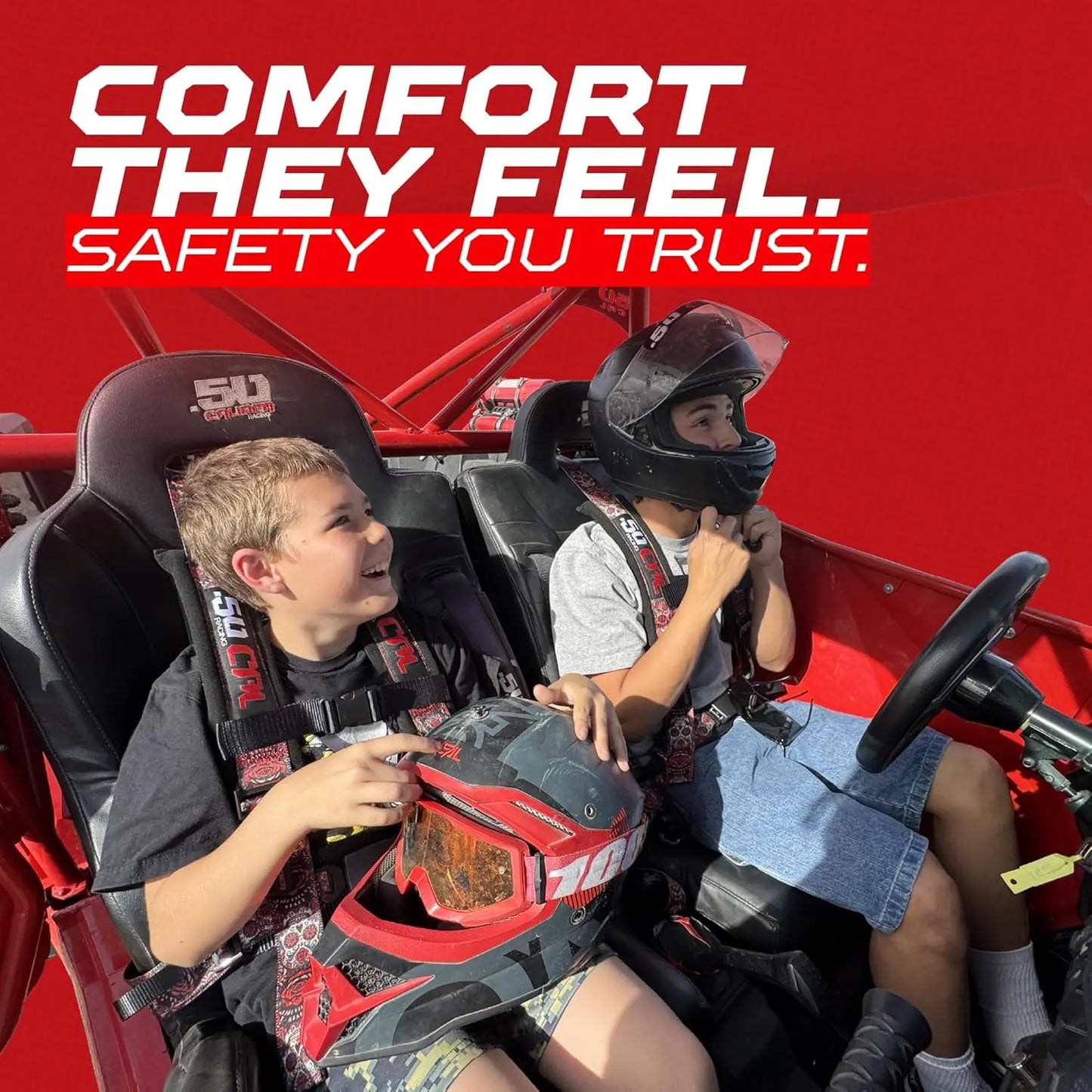 50 Caliber Racing 2" & 3" 4 Point Harness with Push Button Release Ultra Kush Padding for Comfort Adjustable for All Sizes