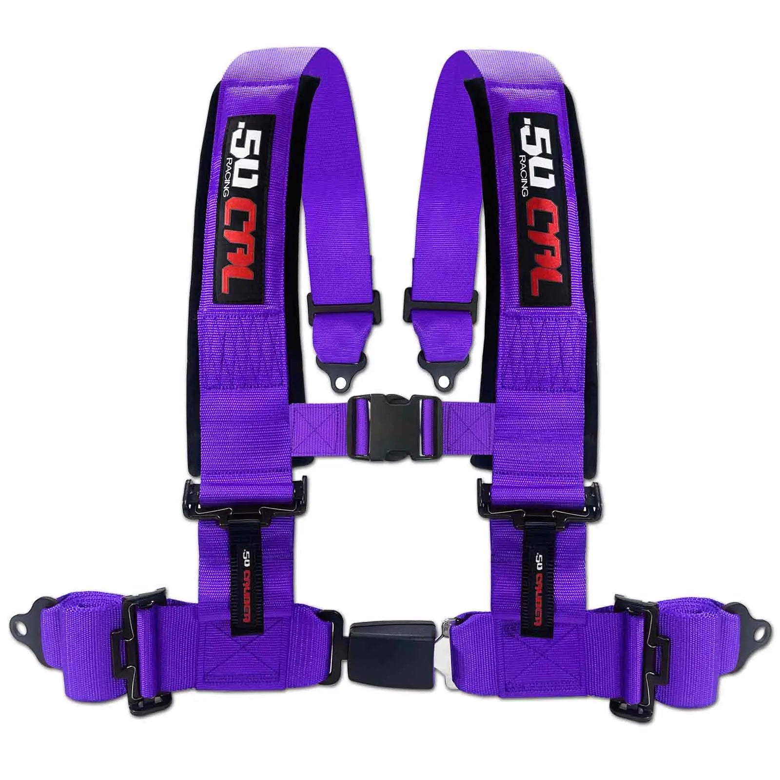 50 Caliber Racing 2" & 3" 4 Point Harness with Push Button Release Ultra Kush Padding for Comfort Adjustable for All Sizes