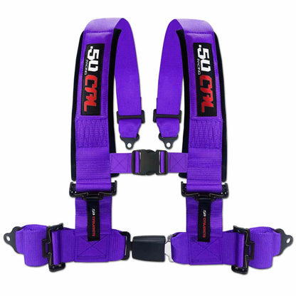 50 Caliber Racing 2" & 3" 4 Point Harness with Push Button Release Ultra Kush Padding for Comfort Adjustable for All Sizes