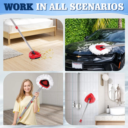 Spin Mop Head Replacement & Shower Floor Scrubber for O Cedar 1-Tank System Microfiber Mop Heads Easy Cleaning Floor Head Mop Set with 4 Refills 30-58In Handle for Wood Tile Laminate Marble Reusable Mop Pads Lightweight Flat Mop, Pack, Mop Head Refill