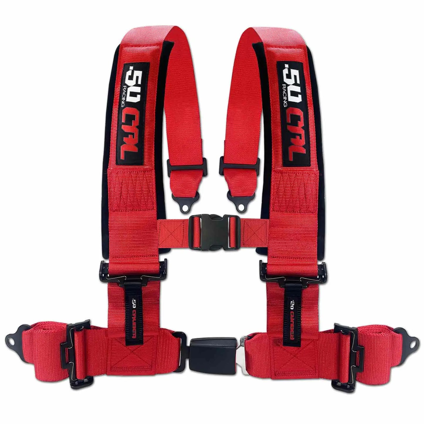 50 Caliber Racing 2" & 3" 4 Point Harness with Push Button Release Ultra Kush Padding for Comfort Adjustable for All Sizes