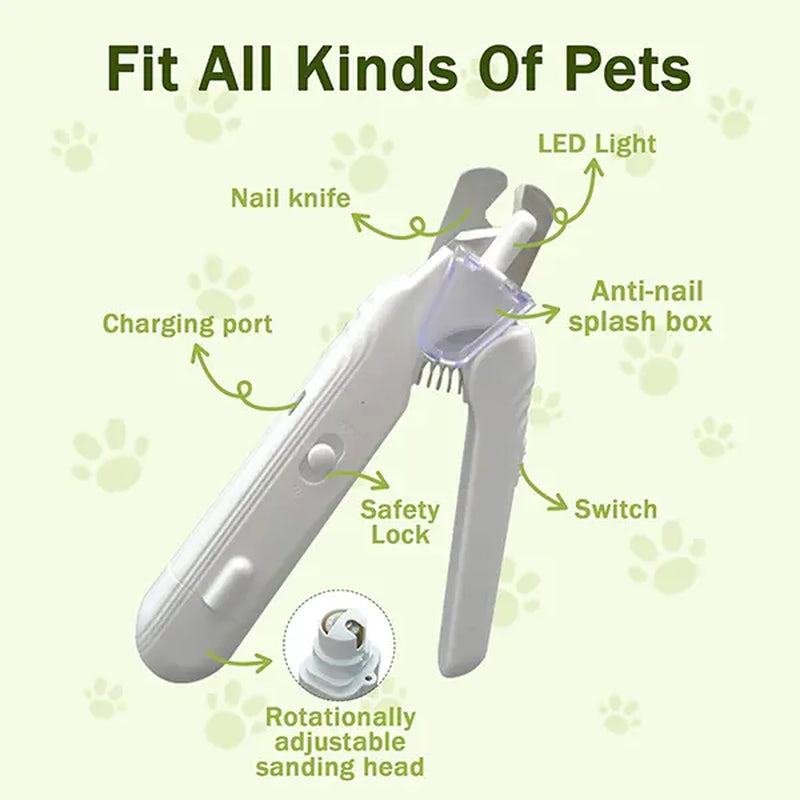 Summervibes Professional 2-in-1 Electric Nail Clipper and Grinder for Pets - Ultra Quiet, Rechargeable, and Efficient for Dogs and Cats of All Sizes