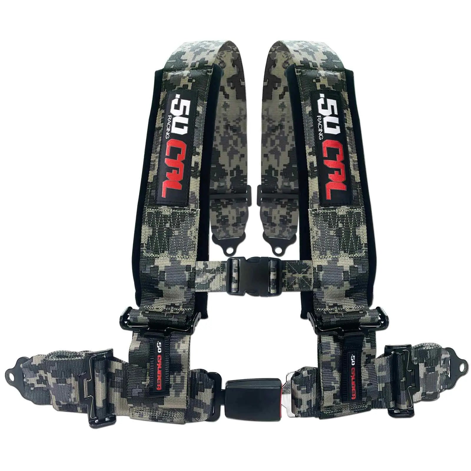 50 Caliber Racing 2" & 3" 4 Point Harness with Push Button Release Ultra Kush Padding for Comfort Adjustable for All Sizes