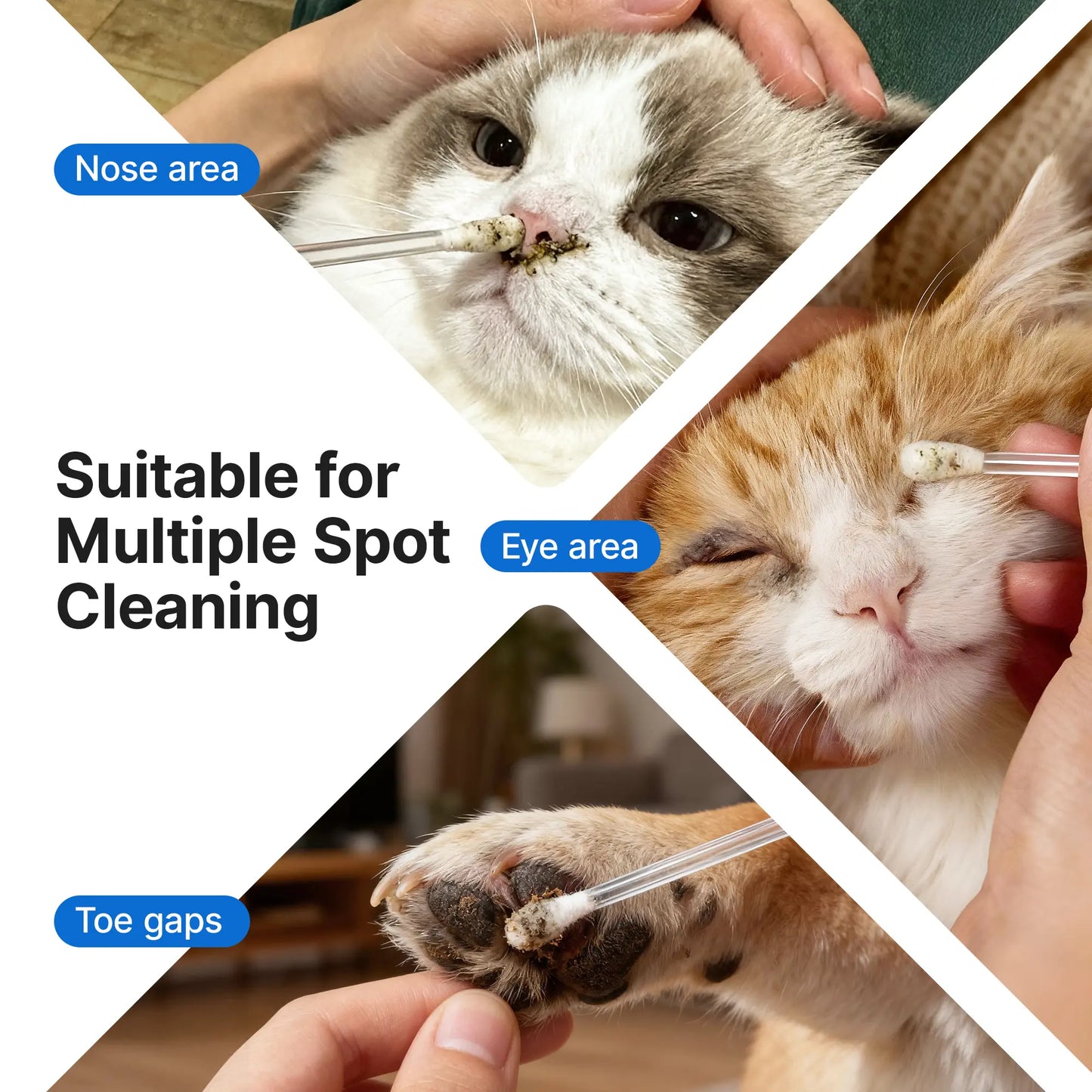 Pawfirst Pet Ear Cleaning Cotton Swabs 100 Pack, Individually Wrapped Break-To-Release Ear Swabs, Earwax & Odor Remover for Dogs & Cats, Aloe, Witch Hazel & Chamomile Formula