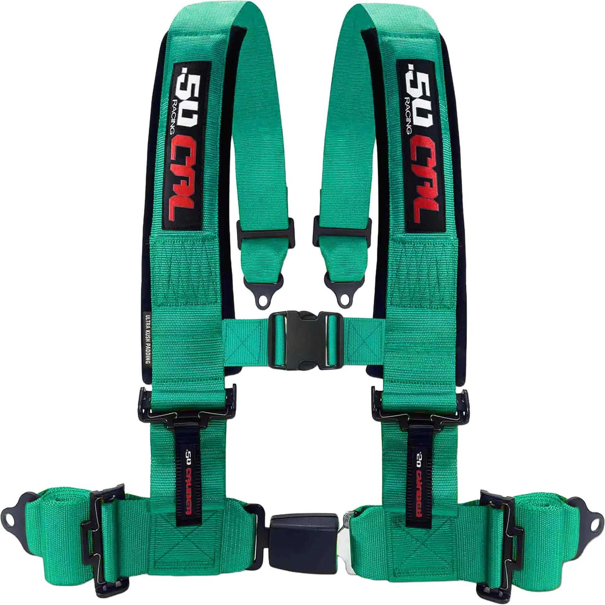 50 Caliber Racing 2" & 3" 4 Point Harness with Push Button Release Ultra Kush Padding for Comfort Adjustable for All Sizes