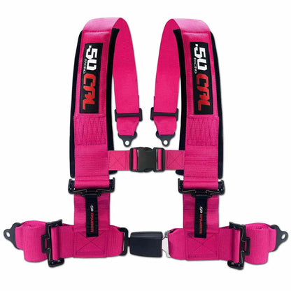 50 Caliber Racing 2" & 3" 4 Point Harness with Push Button Release Ultra Kush Padding for Comfort Adjustable for All Sizes