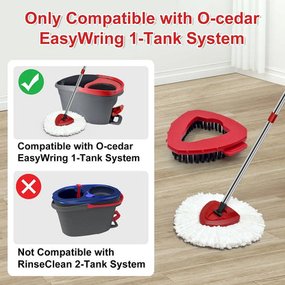 Spin Mop Head Replacement & Shower Floor Scrubber for O Cedar 1-Tank System Microfiber Mop Heads Easy Cleaning Floor Head Mop Set with 4 Refills 30-58In Handle for Wood Tile Laminate Marble Reusable Mop Pads Lightweight Flat Mop, Pack, Mop Head Refill