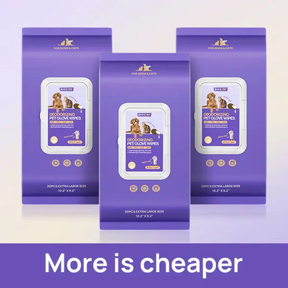 HICC PET Grooming Wipes - 20Pcs Disposable Dog & Cat Hair Removal Tool, Hypoallergenic No-Rinse, Deodorizing, Natural Oils Formulated, Sticky Hair Control, Outdoor Use Skin Care,Summervibes