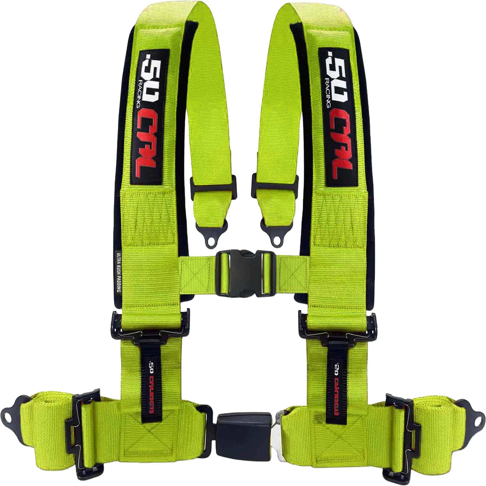 50 Caliber Racing 2" & 3" 4 Point Harness with Push Button Release Ultra Kush Padding for Comfort Adjustable for All Sizes