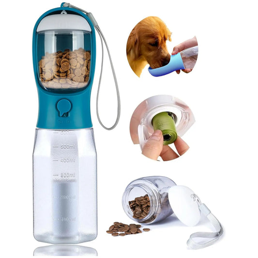 Multi-Functional Pet Water Bottle with Food Container, Portable Dog Drinking Fountain for Outdoor Walking Hiking Travel Puppy Supplies, Puppy Feeding Bottle