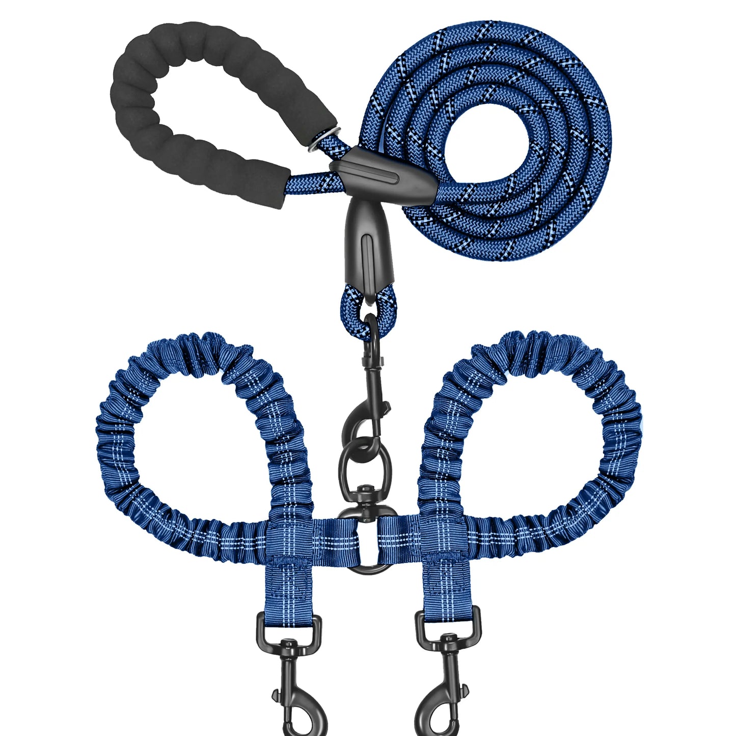 Iyoshop Dual Dog Leash, Double Dog Leash, 360 Swivel No Tangle Walking Leash, Shock Absorbing Bungee for Two Dogs